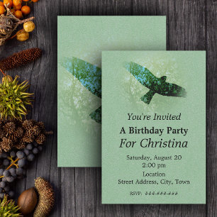 Nature Green Trees Bird Soaring Crow Birthday Invitation