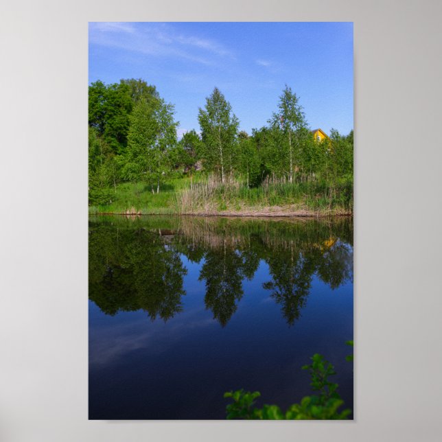Nature Green Trees Blue Lake River Belarus Poster (Front)