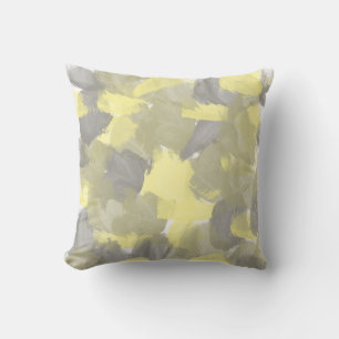 Nature Green, Yellow, Grey Splash Paint Strokes Cushion