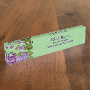 Nature Greenery Watercolor Forest Lilac Blooms Nameplate
