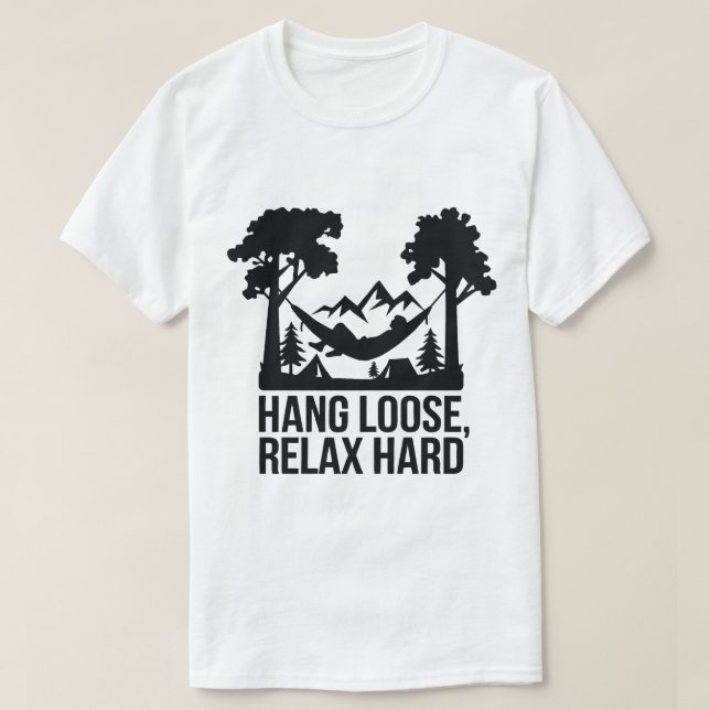 Nature Hammock Camping Relaxing Silhouette Art T-Shirt (Design Front)