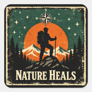 Nature Heals – Outdoor Wellness Mindful Square Sticker