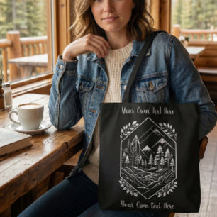 Nature Hiker River Badge Your Text Tote Bag