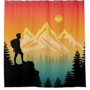 Nature Hiking Mountain Forest Scenery Shower Curtain