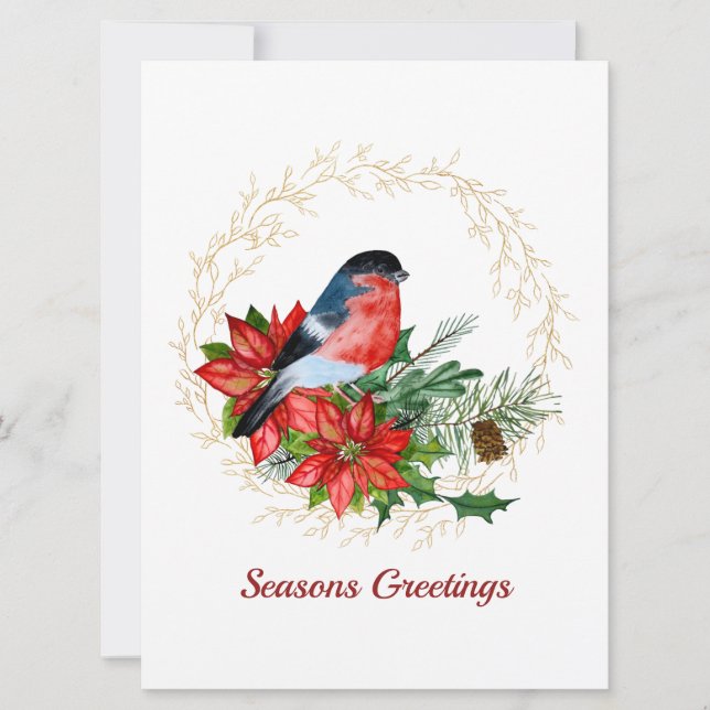 Nature Holiday Wreath Flat Holiday Card (Front)