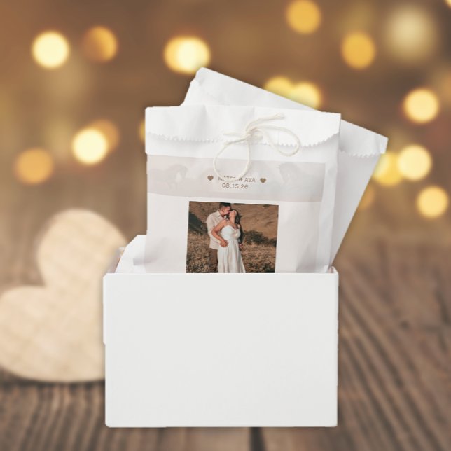 Nature Horses Wedding Add Photo Custom Favour Bags (Custom Add Photo Wedding Favor Bags)