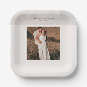 Nature Horses Wedding Add Photo Custom Paper Plate
