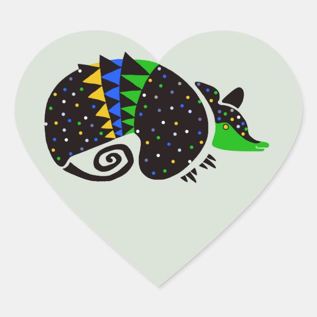 Nature -  I love ARMADILLOS - Brazil - Green Heart Sticker (Front)