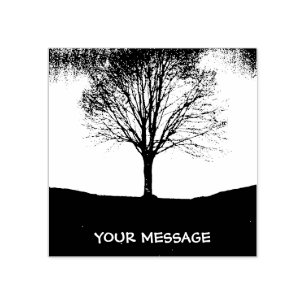 Nature in black and white rubber stamp