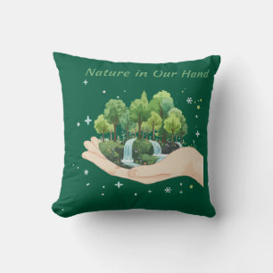 Nature in Our Hands Watercolor Environmental Art Cushion