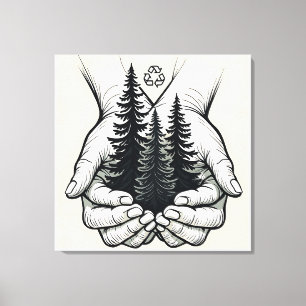 Nature in Safe Hands: Eco-Friendly Forest Art Wall Canvas Print