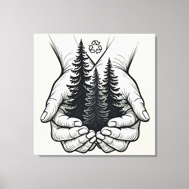 Nature in Safe Hands: Eco-Friendly Forest Art Wall Canvas Print (Front)