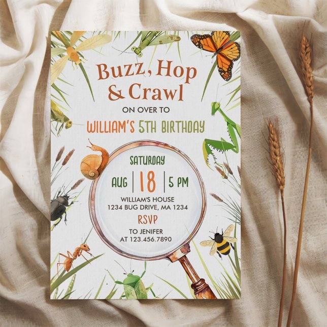 Nature Insect Bugs Birthday Party Invitation (Creator Uploaded)