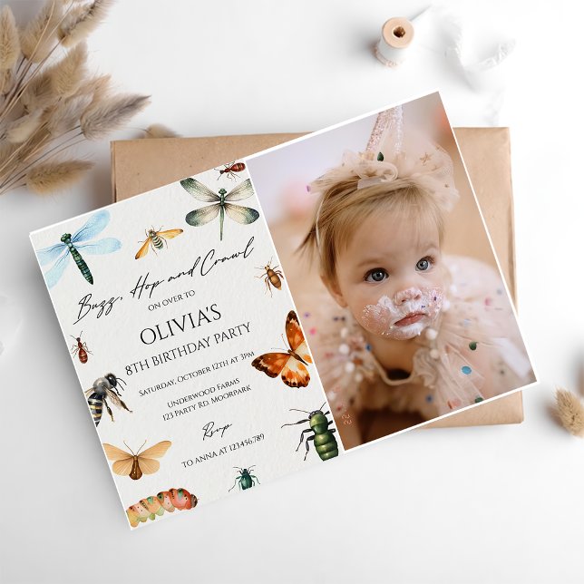 Nature Insect Bugs Birthday Party Photo  Invitation (Creator Uploaded)