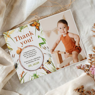 Nature Insect Bugs Birthday Party Photo Thank You Card