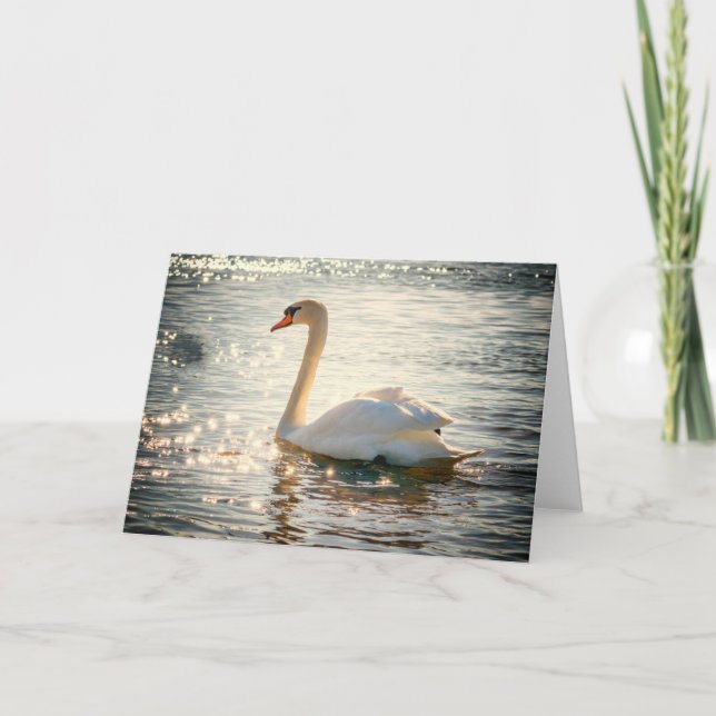 Nature Inspirations Elegant Swan Greeting Card (Front)