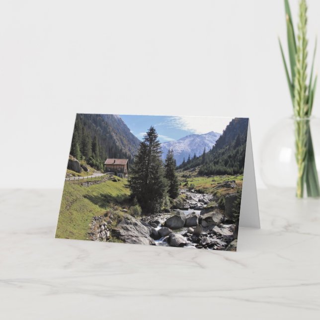 Nature Inspirations Mountain Cabin Greeting Card (Front)