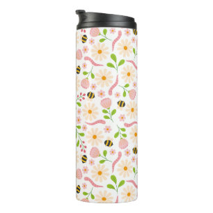 Nature inspired blooms and critters thermal tumbler