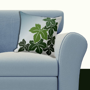 Nature-Inspired Blue and Green Wine Leaves Cushion