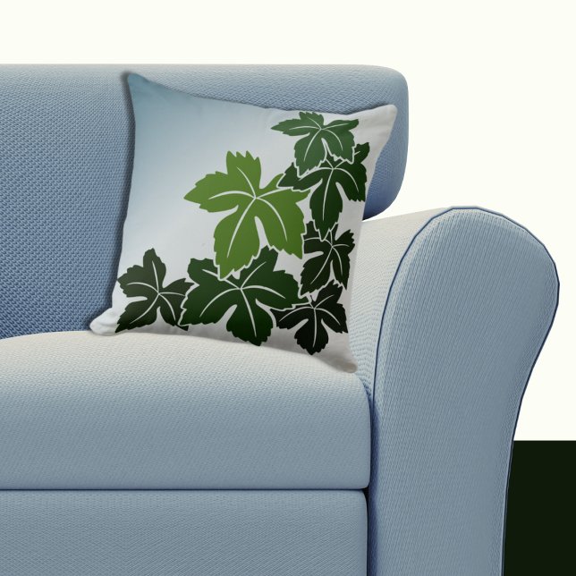 Nature-Inspired Blue and Green Wine Leaves Cushion (Nature-Inspired Blue and Green Wine Leaves Throw Pillow)