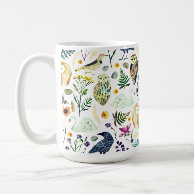 Nature-Inspired Botanical Pattern Decorative Throw Coffee Mug (Left)