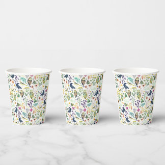 Nature-Inspired Botanical Pattern Decorative Throw Paper Cups