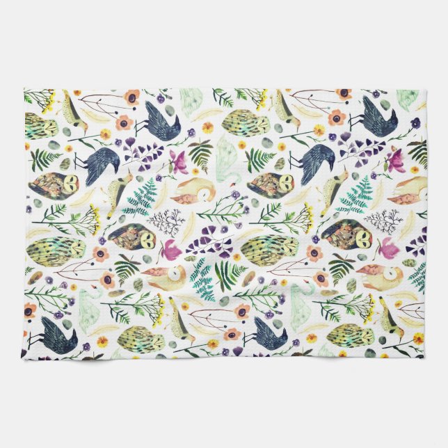 Nature-Inspired Botanical Pattern Decorative Throw Tea Towel (Horizontal)