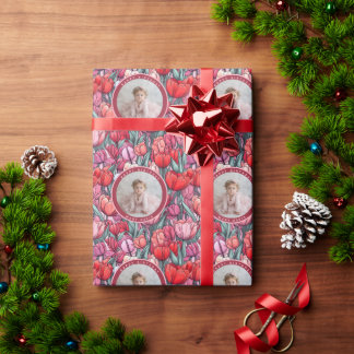 Nature Inspired Custom Tulip Daughter’s Birthday Wrapping Paper