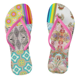 NATURE-INSPIRED DESIGNER COLLAGE FLIP FLOPS