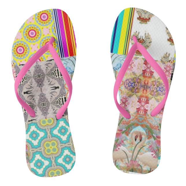 NATURE-INSPIRED DESIGNER COLLAGE FLIP FLOPS (Footbed)