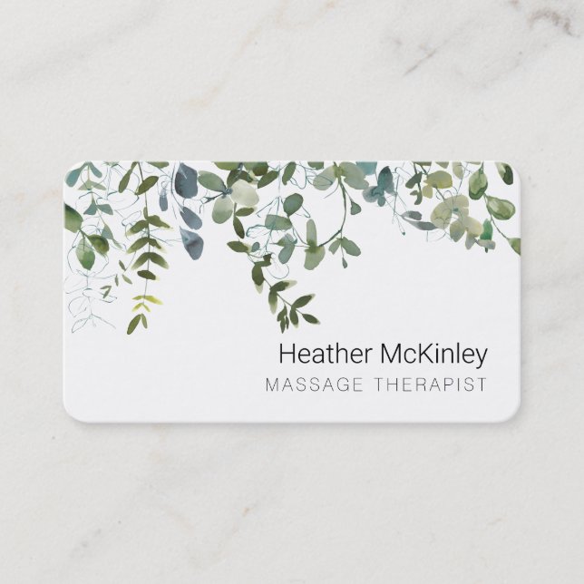 Nature Inspired Eucalyptus Greenery Business Card (Front)