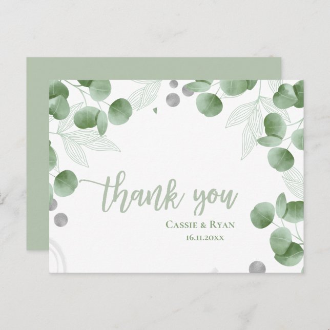 Nature-Inspired Eucalyptus Wedding Thank you Postcard (Front/Back)