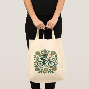 Nature-Inspired Female Cyclist Art – Boho Biking Tote Bag