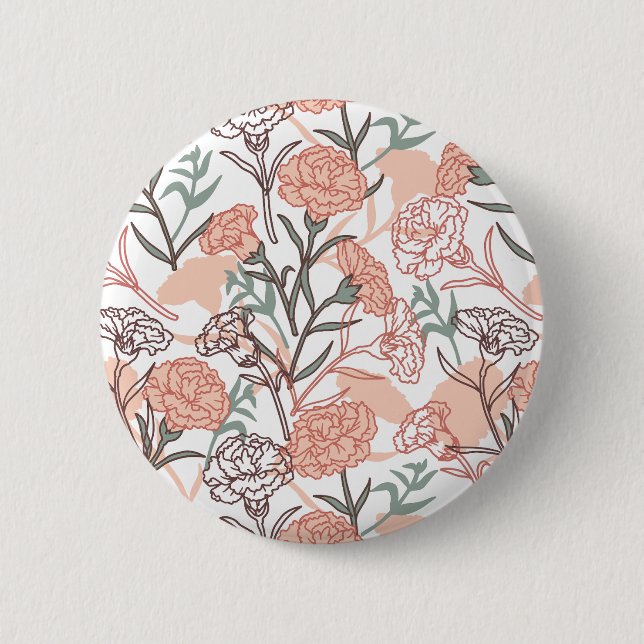 Nature Inspired Floral: Carnation Flower Pattern 6 Cm Round Badge (Front)