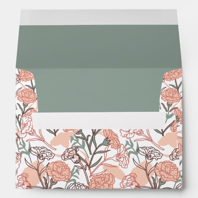 Nature Inspired Floral: Carnation Flower Pattern Envelope (Back (Bottom))