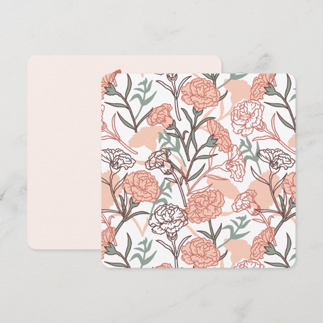 Nature Inspired Floral: Carnation Flower Pattern Invitation (Front/Back)