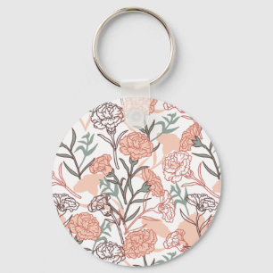 Nature Inspired Floral: Carnation Flower Pattern Key Ring