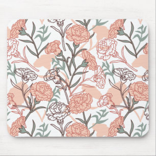 Nature Inspired Floral: Carnation Flower Pattern Mouse Mat