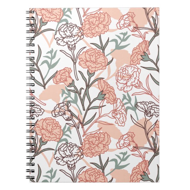 Nature Inspired Floral: Carnation Flower Pattern Notebook (Front)