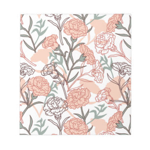 Nature Inspired Floral: Carnation Flower Pattern Notepad