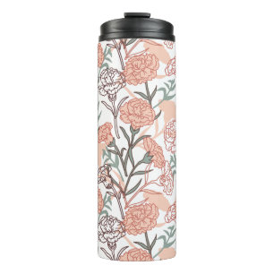 Nature Inspired Floral: Carnation Flower Pattern Thermal Tumbler