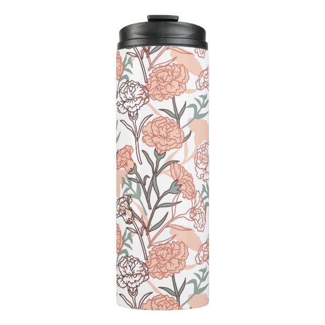 Nature Inspired Floral: Carnation Flower Pattern Thermal Tumbler (Front)