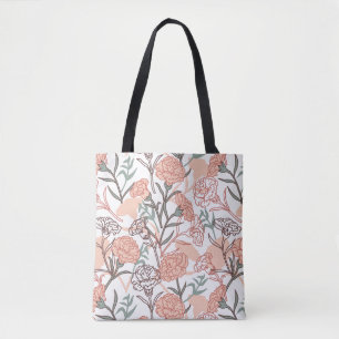 Nature Inspired Floral: Carnation Flower Pattern Tote Bag