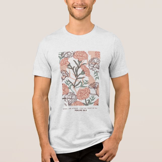 Nature Inspired Floral: Carnation Flower Pattern Tri-Blend Shirt (Front)
