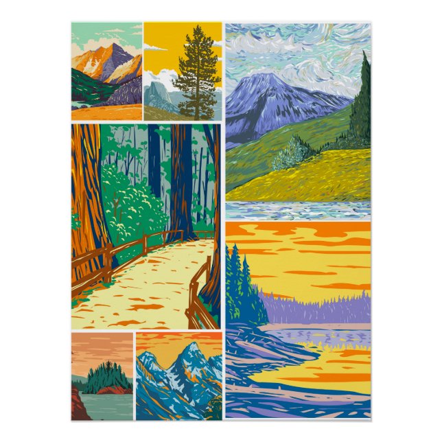 Nature-Inspired Forest Collage Poster Print (Front)