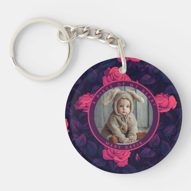 Nature-inspired Gifts For Him Custom rose flower Key Ring (Front)