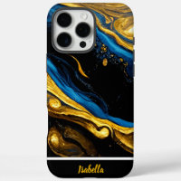 Nature-inspired gold and blue marble art