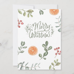 Nature-Inspired Merry Christmas Card with Oranges