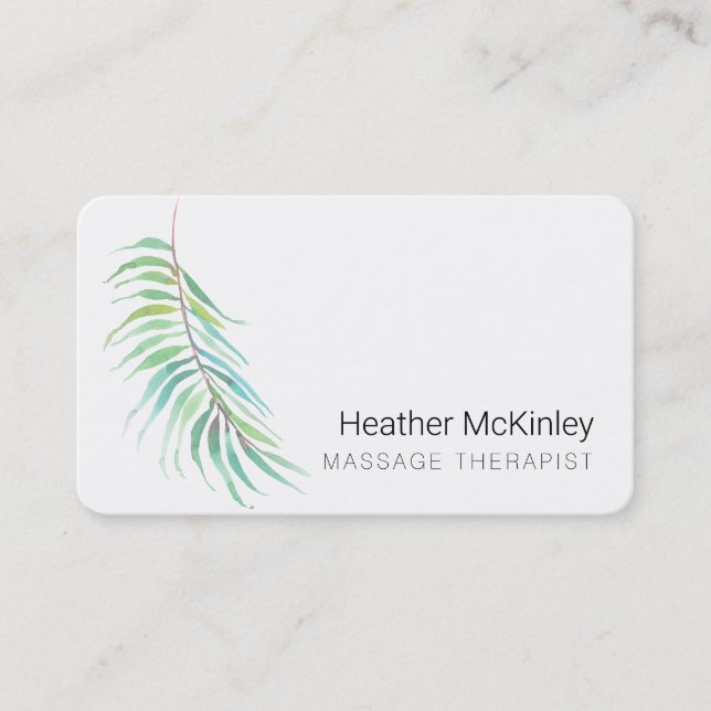 Nature Inspired Palm Leaf Greenery Business Card (Front)