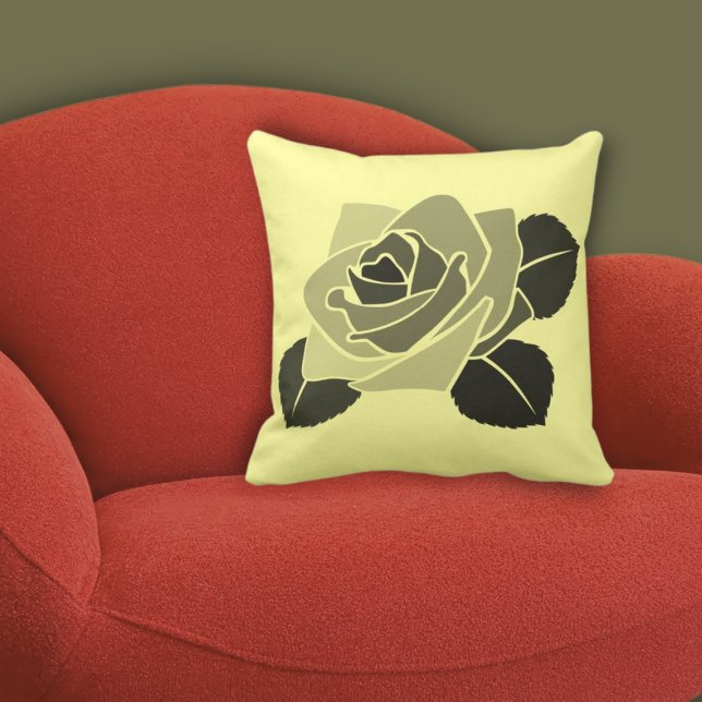 Nature-inspired Pastel Yellow Floral Rose Blossom  Cushion (Nature-inspired Pastel Yellow Floral Rose Blossom Throw Pillow, Home & Liivng)